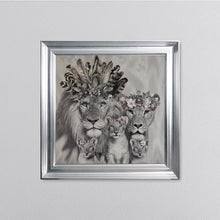 Load image into Gallery viewer, Lion Family With Three Cubs Framed Wall Art 75*75cm