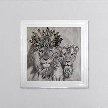 Load image into Gallery viewer, Lion Family With Three Cubs Framed Wall Art 75*75cm