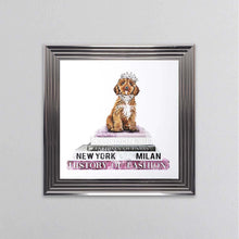 Load image into Gallery viewer, Cockapoo On A Pink Bookstack Framed Wall Art