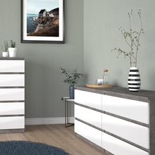 Load image into Gallery viewer, Naia Wide Chest of 6 Drawers (3+3) in Concrete and White High Gloss