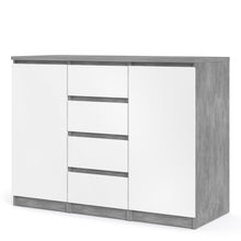 Load image into Gallery viewer, Naia Sideboard 4 Drawers 2 Doors in Concrete and White High Gloss
