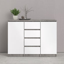 Load image into Gallery viewer, Naia Sideboard 4 Drawers 2 Doors in Concrete and White High Gloss