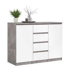 Load image into Gallery viewer, Naia Sideboard 4 Drawers 2 Doors in Concrete and White High Gloss