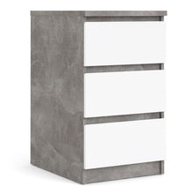 Load image into Gallery viewer, Naia Bedside - 3 Drawers in Concrete and White High Gloss