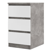 Load image into Gallery viewer, Naia Bedside - 3 Drawers in Concrete and White High Gloss