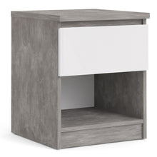 Load image into Gallery viewer, Naia Bedside - 1 Drawer 1 Shelf in Concrete and White High Gloss