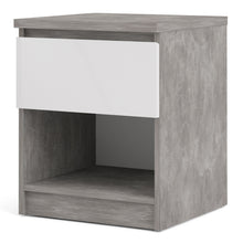 Load image into Gallery viewer, Naia Bedside - 1 Drawer 1 Shelf in Concrete and White High Gloss
