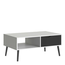 Load image into Gallery viewer, Oslo Coffee Table 1 Drawer 1 Shelf in White and Black Matt