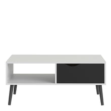 Load image into Gallery viewer, Oslo Coffee Table 1 Drawer 1 Shelf in White and Black Matt