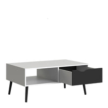 Load image into Gallery viewer, Oslo Coffee Table 1 Drawer 1 Shelf in White and Black Matt