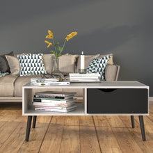 Load image into Gallery viewer, Oslo Coffee Table 1 Drawer 1 Shelf in White and Black Matt