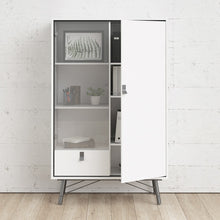 Load image into Gallery viewer, Ry China cabinet 1 door + 1 glass door + 1 drawer in Matt White