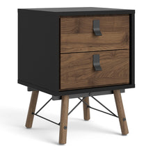 Load image into Gallery viewer, Ry Bedside cabinet 2 drawer in Matt Black Walnut