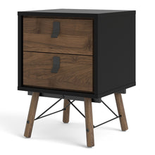 Load image into Gallery viewer, Ry Bedside cabinet 2 drawer in Matt Black Walnut