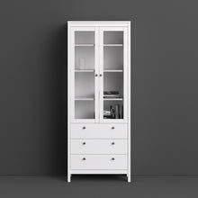 Load image into Gallery viewer, Madrid China cabinet 2 doors w/glass + 3 drawers in White