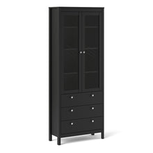 Load image into Gallery viewer, Madrid China cabinet 2 doors w/glass + 3 drawers in Matt Black
