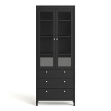 Load image into Gallery viewer, Madrid China cabinet 2 doors w/glass + 3 drawers in Matt Black
