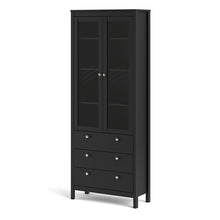 Load image into Gallery viewer, Madrid China cabinet 2 doors w/glass + 3 drawers in Matt Black