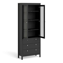 Load image into Gallery viewer, Madrid China cabinet 2 doors w/glass + 3 drawers in Matt Black