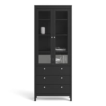 Load image into Gallery viewer, Madrid China cabinet 2 doors w/glass + 3 drawers in Matt Black