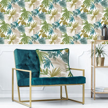 Load image into Gallery viewer, Green And Gold Wild Palm Leaves Feather Filled Cushion 55*55cm