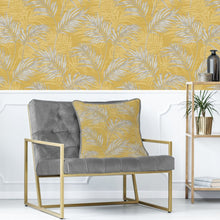 Load image into Gallery viewer, Yellow & Silver Lounge Palm Feather Filled Cushion 55*55cm