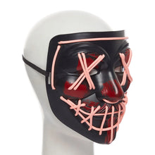 Load image into Gallery viewer, Glow In The Dark Halloween Black And Red Mask
