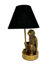 Load image into Gallery viewer, Antique Gold Monkey Lamp With Black Shade
