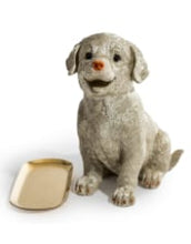 Load image into Gallery viewer, Antique Silver Labrador Holding Gold Tray
