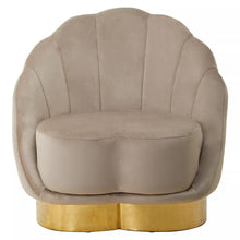 Load image into Gallery viewer, Beige armchair with a gold base on a white background
