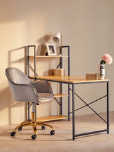 Load image into Gallery viewer, Brent Grey Velvet And Gold Home Office Chair
