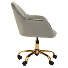 Load image into Gallery viewer, Brent Grey Velvet And Gold Home Office Chair
