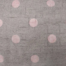 Load image into Gallery viewer, Patterned fabric with pink polka dots on a textured gray background
