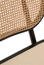 Load image into Gallery viewer, Close-up of a chair with wicker backrest and black metal frame on a white background
