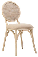 Load image into Gallery viewer, Beige chair with wicker backrest on a white background
