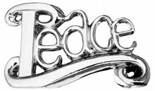 Load image into Gallery viewer, Metallic 'Peace' emblem on a white background
