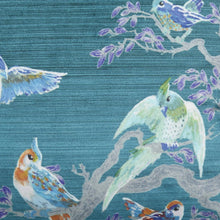 Load image into Gallery viewer, Pattern of colorful birds on a blue background
