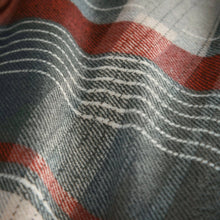 Load image into Gallery viewer, Close-up of fabric with red, gray, and white pattern
