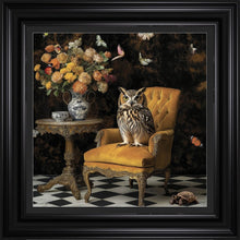Load image into Gallery viewer, Curiosity Owl Framed Wall Art Black Box Frame
