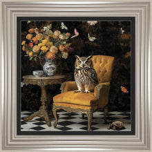 Load image into Gallery viewer, Curiosity Owl Framed Wall Art Champagne Frame
