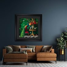 Load image into Gallery viewer, Curiosity Peacock at the Stately Home Framed Wall Art
