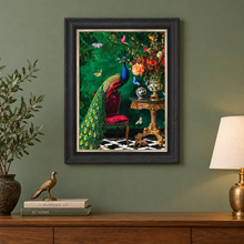 Load image into Gallery viewer, Curiosity Peacock at the Stately Home Framed Wall Art
