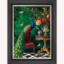 Load image into Gallery viewer, Curiosity Peacock at the Stately Home Framed Wall Art
