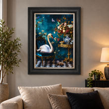 Load image into Gallery viewer, Curiosity Swan at the Stately Home Framed Wall Art
