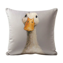 Load image into Gallery viewer, Pillow with a duck design on a gray background
