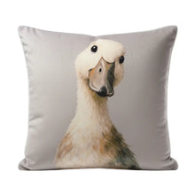 Load image into Gallery viewer, Pillow with a duck design on a gray background
