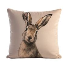 Load image into Gallery viewer, Pillow with a rabbit design on a beige background
