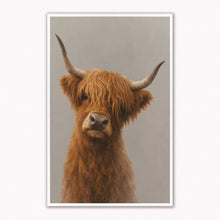 Load image into Gallery viewer, Framed artwork of a highland cow on a plain background
