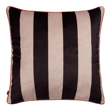 Load image into Gallery viewer, Striped pillow with black and beige vertical stripes on a white background
