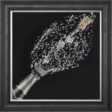 Load image into Gallery viewer, Popping Champagne Bottle On Black Background Framed Wall Art
